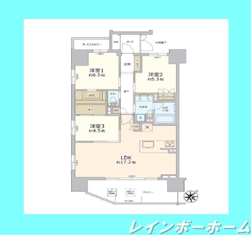レーベン流山おおたかの森 レヴィエ(3LDK/6階)の間取り写真