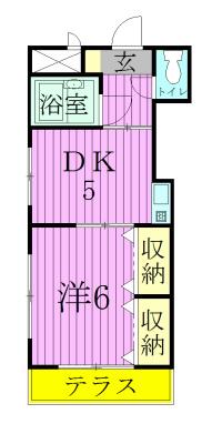ジュネパレス新松戸第47(1DK/1階)の間取り写真