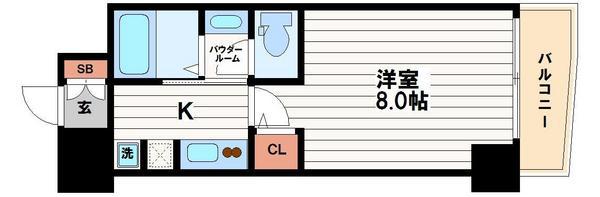 ミュプレ北浜イースト(1K/15階)の間取り写真