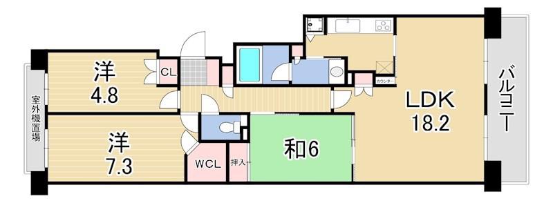 パーク・ハイム神戸熊内町(3LDK/2階)の間取り写真