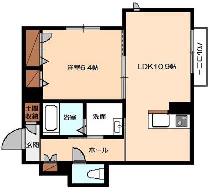 綾部市井倉新町(1LDK/3階)の間取り写真