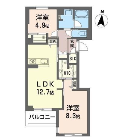 ラ グランドゥール サンク(2LDK/3階)の間取り写真