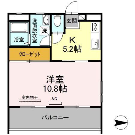 ラベンダー日向(1K/1階)の間取り写真
