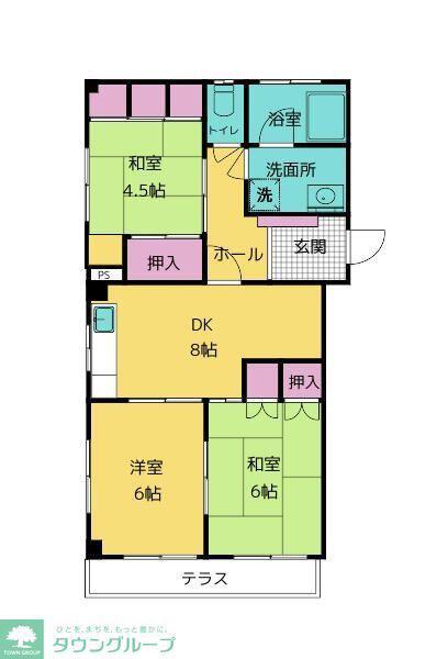 シャトレ高山(3DK/1階)の間取り写真