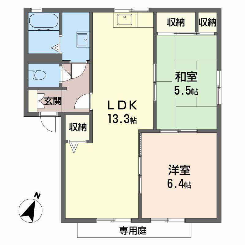 エイティー隅本 A棟(2LDK/1階)の間取り写真