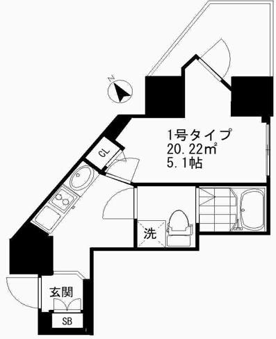 アイディ西五反田(1K/6階)の間取り写真
