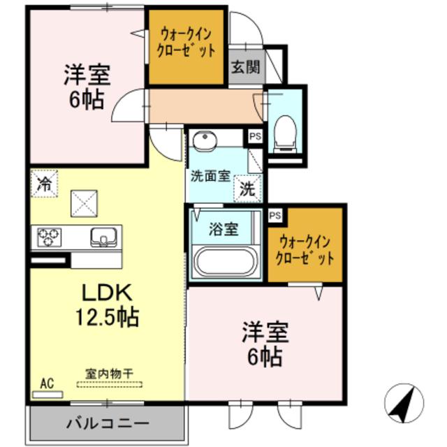 グローリータウンA(2LDK/1階)の間取り写真