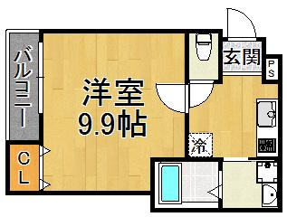 フジパレス津門中央公園3番館(1K/3階)の間取り写真