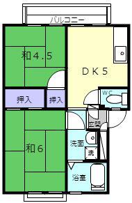 杉森アーバンハイツ B棟(2DK/2階)の間取り写真