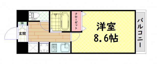 プリメーロ江戸堀(1K/5階)の間取り写真