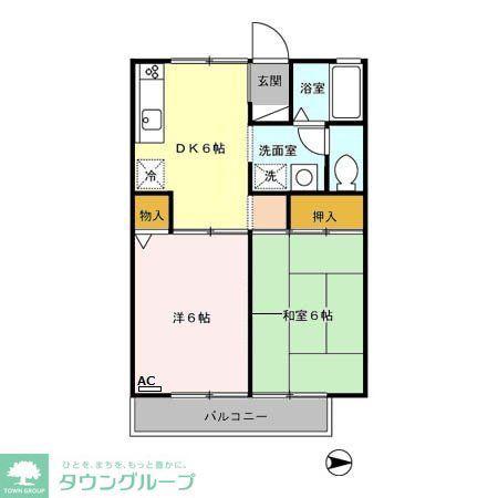 サニーガーデン(2DK/1階)の間取り写真