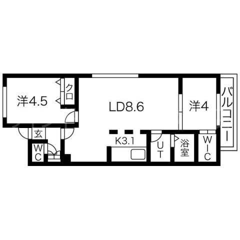 ラ・コーザ豊平ウエスト(2LDK/4階)の間取り写真