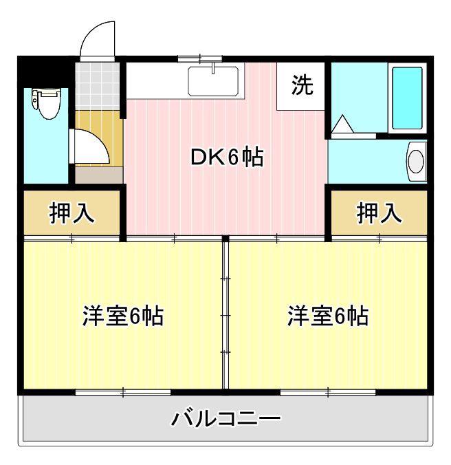 サンハイツ56(2DK/1階)の間取り写真