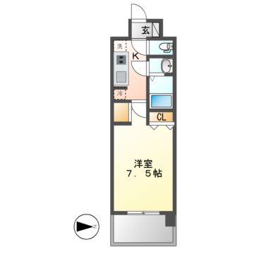 LA DOUCEUR黒川II(1K/7階)の間取り写真