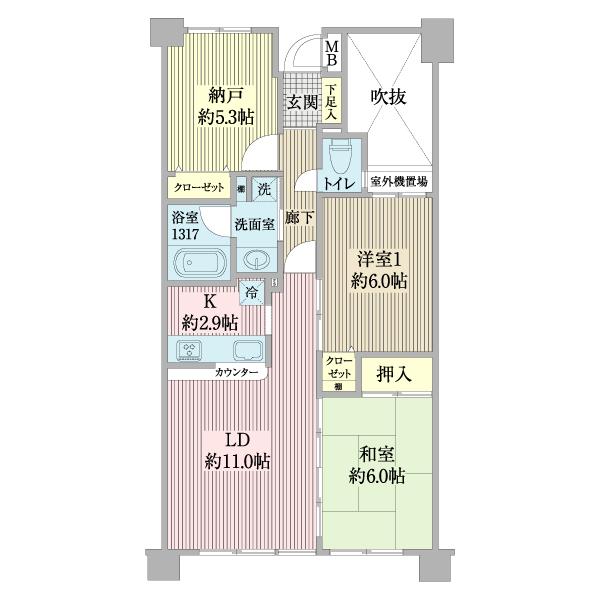 北本駅前ダイヤモンドマンション(2SLDK/2階)の間取り写真