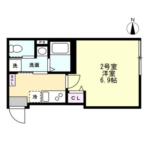 ベイルームハイム大和中央A(1K/3階)の間取り写真