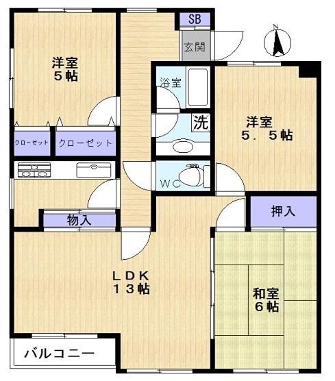 コート南浦和(3LDK/3階)の間取り写真