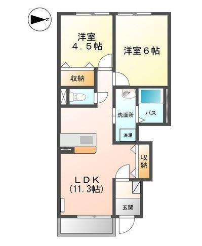 クレシア(2LDK/1階)の間取り写真