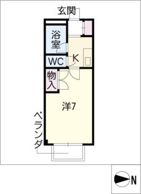 STUDIO岩田寮 H棟(1K/2階)の間取り写真