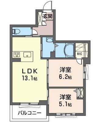 パインズヒル(2LDK/1階)の間取り写真