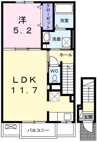 ハッピーハウス(1LDK/2階)の間取り写真