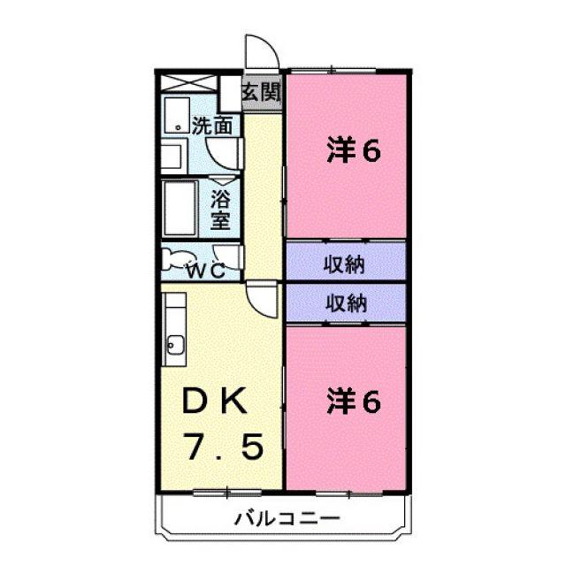 ビューテラス畷B棟(2DK/3階)の間取り写真