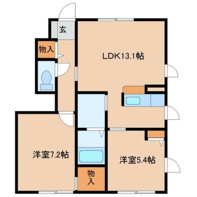 ニューパークVIII C(2LDK/1階)の間取り写真