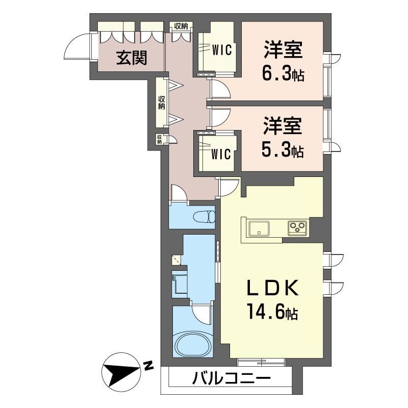 ソフィーガーデン SHAMAISON(2LDK/2階)の間取り写真