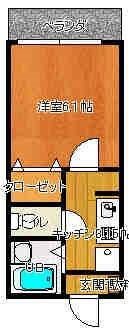 グランビュー大久保(1K/2階)の間取り写真