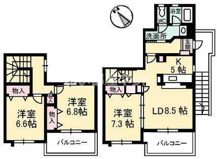 NFビレッジ A棟(3LDK/2階)の間取り写真