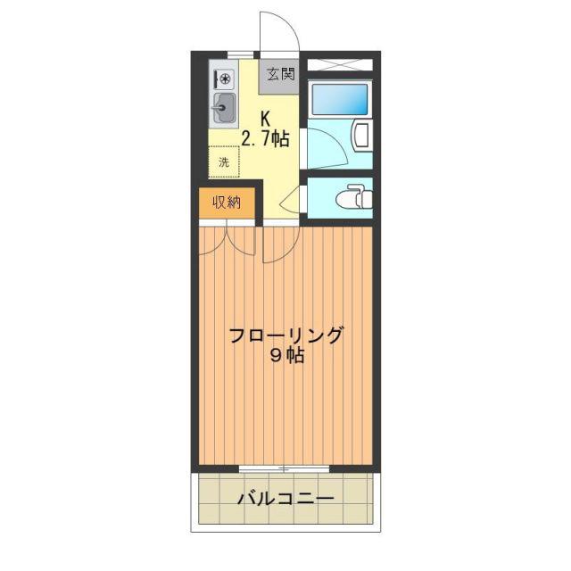 第3ハピネス(1K/3階)の間取り写真