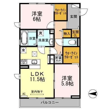 D-ROOM・SKII(2LDK/1階)の間取り写真