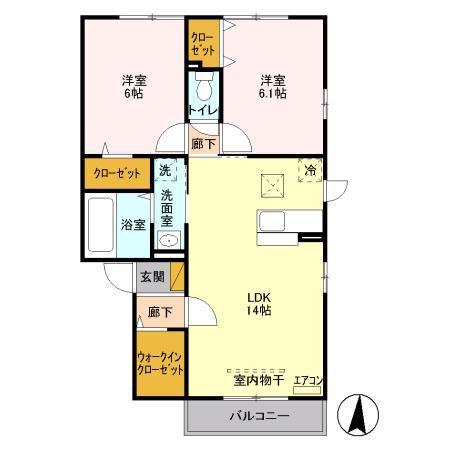 グリーンテラスI(2LDK/1階)の間取り写真
