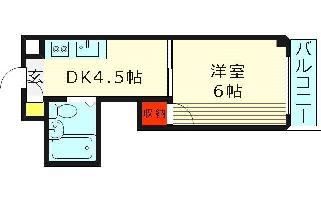 レジデンス都島(1DK/4階)の間取り写真