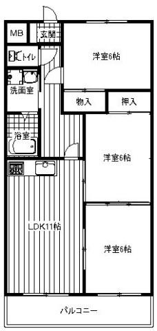 イーストプレイン(3LDK/4階)の間取り写真