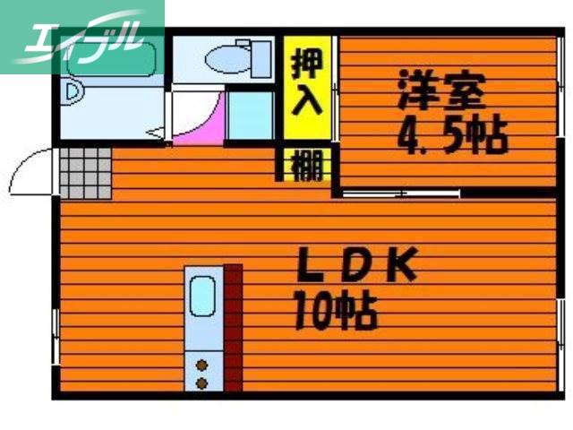 コーポ朝日 B棟(1LDK/1階)の間取り写真