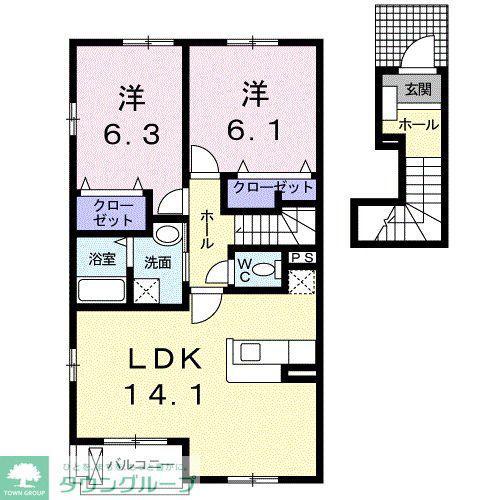 サンパティークアビテI(2LDK/2階)の間取り写真