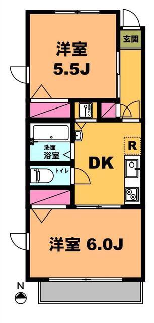 月村マンションNO.2(2DK/3階)の間取り写真
