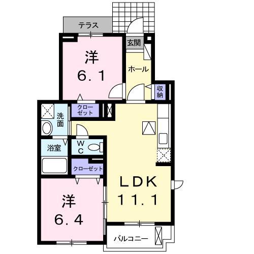 パステルユニオン(2LDK/1階)の間取り写真
