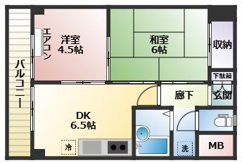 第2萬崎ビル(2DK/6階)の間取り写真