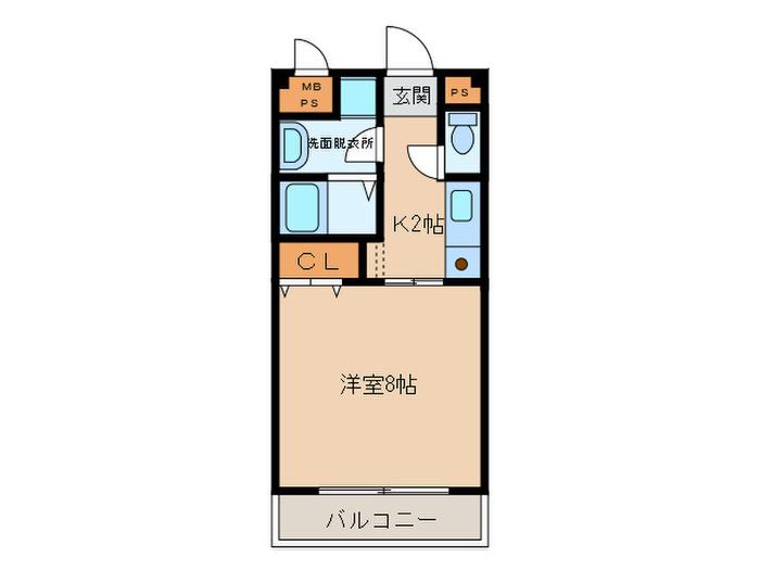 カルチュア二ツ坂(1K/1階)の間取り写真