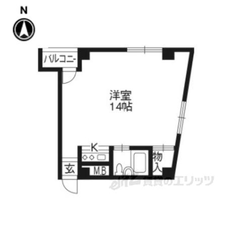祇園ZENビル(ワンルーム/2階)の間取り写真