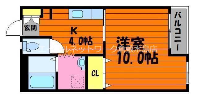オアシス六番館(1K/2階)の間取り写真