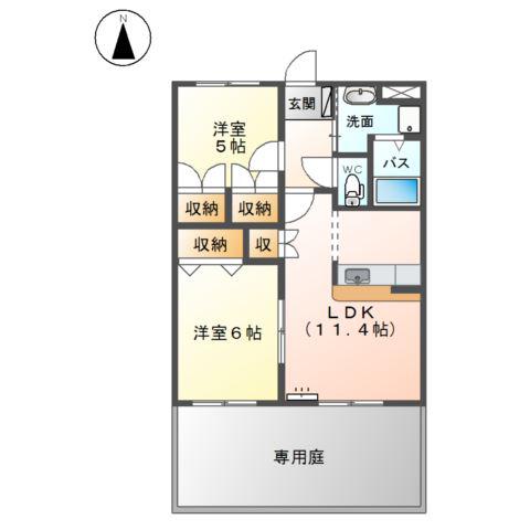 SUNNYCOURT城東(2LDK/1階)の間取り写真