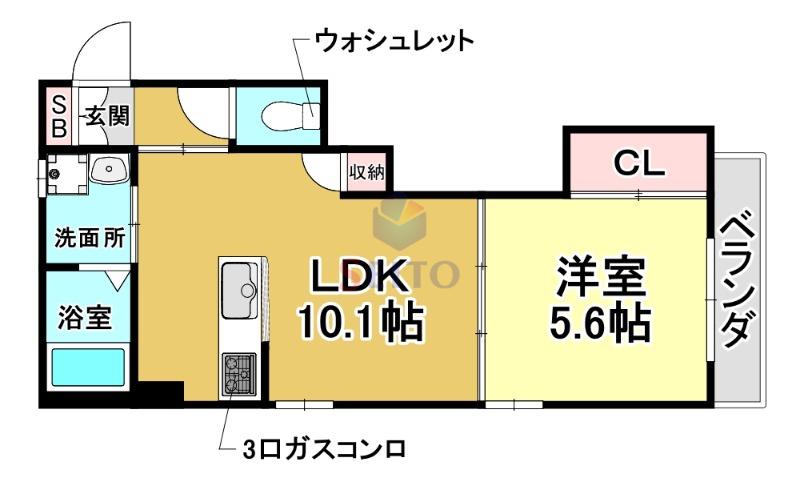 グランド・セゾンA(1LDK/2階)の間取り写真