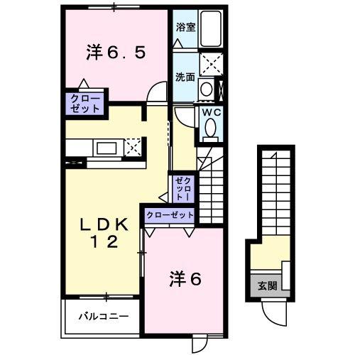 JR東北本線 南仙台駅 バス乗車時間:13分 最寄りバス停で下車 徒歩1分 2階建 築19年(2LDK/2階)の間取り写真