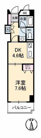 メゾン・ド・ナリヤB棟(1DK/3階)の間取り写真