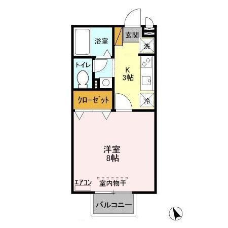 ルミエールK(1K/2階)の間取り写真