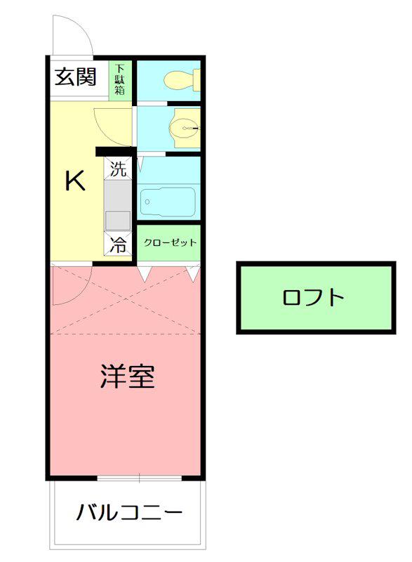 グランドゥール(1K/2階)の間取り写真