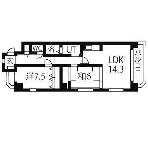 ハイムクランツ(2LDK/10階)の間取り写真